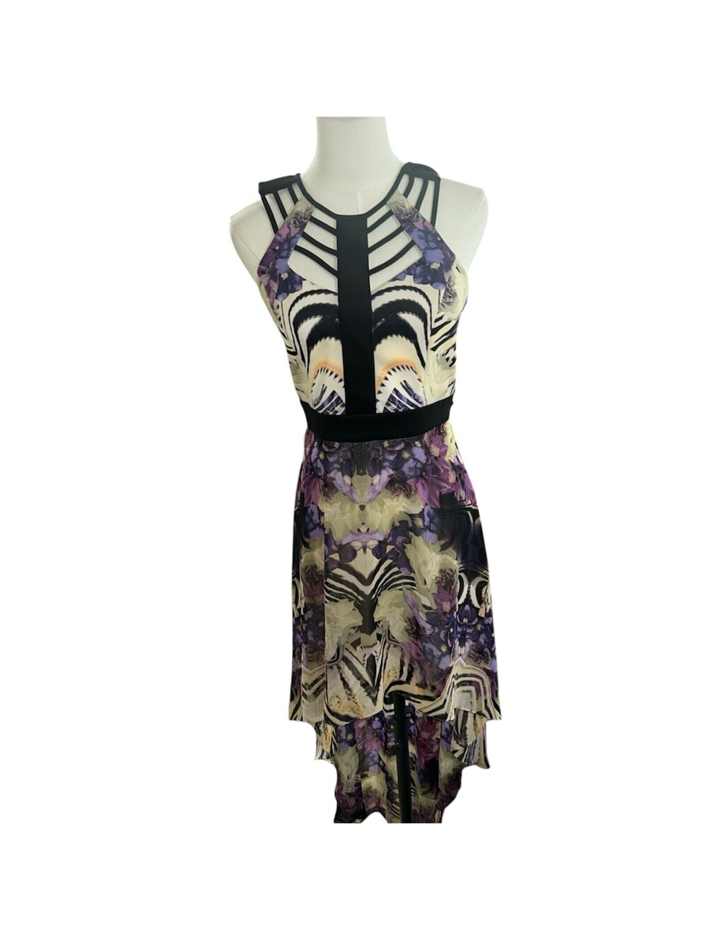 Bebe Women's Dress Size 6 Sleeveless Floral Print Cocktail Party Dress